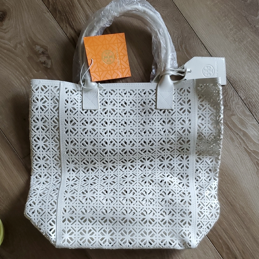 NWT Tory Burch Lazer Cutout Shopper Tote